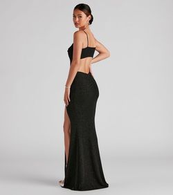 Style 05002-2380 Windsor Black Size 12 Homecoming Tall Height Side slit Dress on Queenly