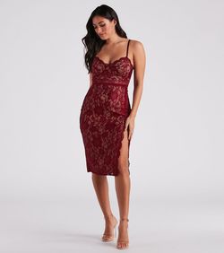 Style 05101-1835 Windsor Red Size 12 V Neck Summer Spaghetti Strap Jersey Side slit Dress on Queenly