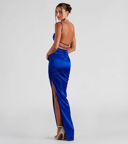 Style 05002-7047 Windsor Orange Size 4 Homecoming Backless Tall Height Silk Side slit Dress on Queenly