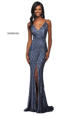 Sherri Hill Blue Size 6 Prom Train Dress on Queenly