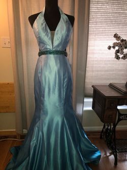 Rachel Allan Blue Size 4 Rachel Allen Floor Length Mermaid Dress on Queenly