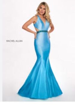 Rachel Allan Blue Size 4 Belt Floor Length Rachel Allen Mermaid Dress on Queenly