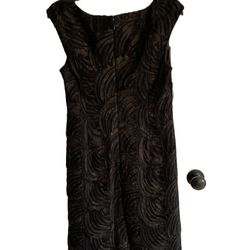 Adrianna Papell Black Size 6 Midi Shiny Cocktail Dress on Queenly