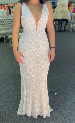 Sherri Hill White Size 10 Floor Length Straight Dress on Queenly