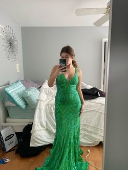 Jovani Green Size 4 Black Tie Mermaid Dress on Queenly
