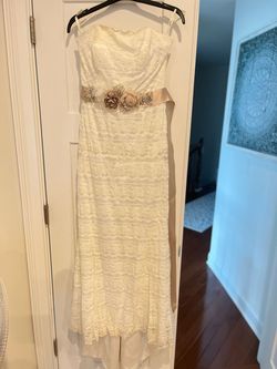 David's Bridal Nude Size 6 Floor Length Straight Dress on Queenly