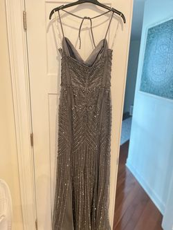 Jovani Gray Size 8 Black Tie Spaghetti Strap Plunge Fully Beaded Prom Straight Dress on Queenly