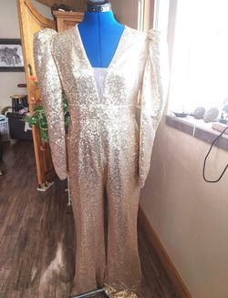 Marc Defang Gold Size 10 Floor Length 50 Off Jumpsuit Dress on Queenly