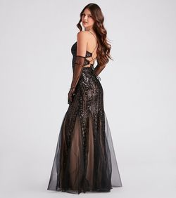 Style 05002-6908 Windsor Black Size 0 Sheer Tall Height Padded Prom Mermaid Dress on Queenly