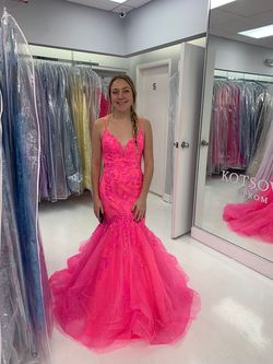 Ellie Wilde Pink Size 4 Spaghetti Strap Tulle Prom Jewelled Mermaid Dress on Queenly