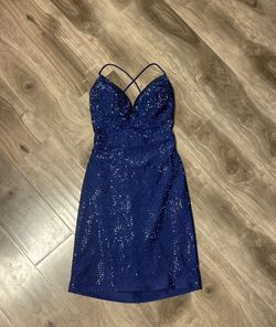 Sherri Hill Royal Blue Size 00 Sequin Appearance Jewelled Cocktail Dress on Queenly