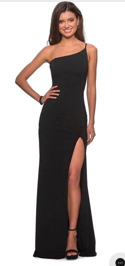 La Femme Black Size 0 Floor Length 50 Off Side slit Dress on Queenly