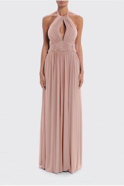 Style AF6806 Forever Unique Pink Size 6 Sorority Formal Sheer Side slit Dress on Queenly