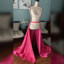 Jovani Pink Size 0 Cape Prom Silk Train Dress on Queenly