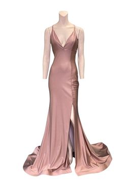 Style 510 Jessica Angel Pink Size 4 Plunge Black Tie Side slit Dress on Queenly