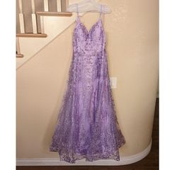 Style 0 Amelia Couture Purple Size 10 Side Slit Sweetheart Ball gown on Queenly