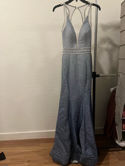 Camille La Vie Blue Size 2 Floor Length Mermaid Dress on Queenly