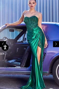 Cinderella Divine Green Size 8 Prom Floor Length Side slit Dress on Queenly