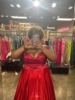 Red Size 20 Train Dress on Queenly