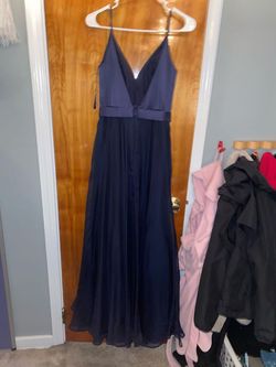 Jovani Blue Size 4 Wedding Guest Black Tie Floor Length A-line Dress on Queenly