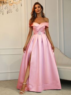 Style FSWD0195 Faeriesty Pink Size 0 Satin Silk Belt Ball gown on Queenly