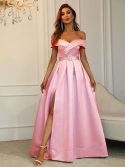 Style FSWD0195 Faeriesty Pink Size 8 Side Slit Prom Belt Ball gown on Queenly