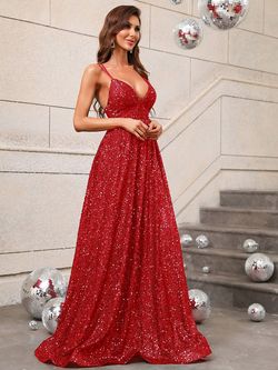 Style FSWD0395 Faeriesty Red Size 4 Sequin Sequined Polyester Straight Dress on Queenly