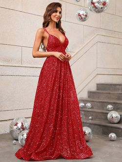 Style FSWD0395 Faeriesty Red Size 8 Sequined Black Tie Sequin Straight Dress on Queenly