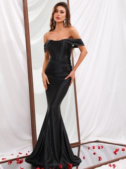 Style FSWD0302 Faeriesty Black Size 0 Jersey Polyester Silk Tall Height Mermaid Dress on Queenly