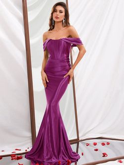 Style FSWD0302 Faeriesty Purple Size 0 Satin Spandex Jersey Mermaid Dress on Queenly