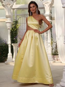 Style FSWD0627 Faeriesty Yellow Size 12 Satin Jersey Fswd0627 A-line Dress on Queenly