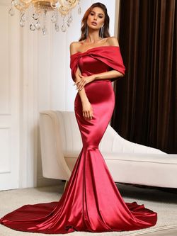 Style FSWD8018 Faeriesty Red Size 12 Silk Burgundy Straight Dress on Queenly