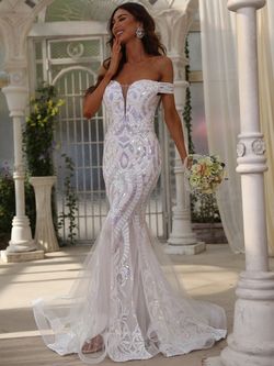 Style FSWD0671 Faeriesty White Size 4 Sequined Jewelled Euphoria Side slit Dress on Queenly