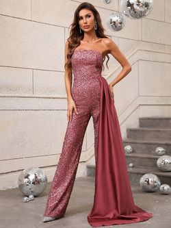 Style FSWB0011 Faeriesty Pink Size 4 Jersey Tall Height Summer Jumpsuit Dress on Queenly