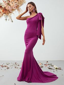 Style FSWD0811 Faeriesty Pink Size 4 Floor Length Jersey One Shoulder Tall Height Mermaid Dress on Queenly