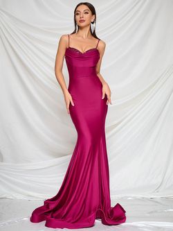 Style FSWD0349 Faeriesty Red Size 0 Spaghetti Strap Sweetheart Jersey Mermaid Dress on Queenly
