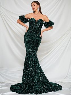 Style FSWD0455 Faeriesty Green Size 8 Jersey Sequin Polyester Mermaid Dress on Queenly