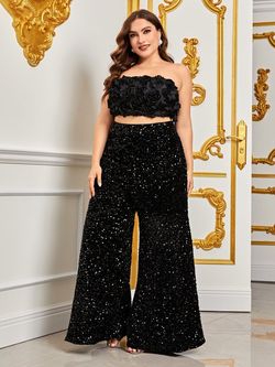 Style FSWU0357P Faeriesty Black Size 20 Floor Length Plus Size Sequined Sequin Jersey Straight Dress on Queenly