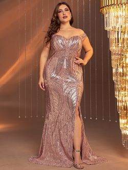 Style FSWD0709P Faeriesty Pink Size 32 Mini Black Tie Sequined Polyester Side slit Dress on Queenly