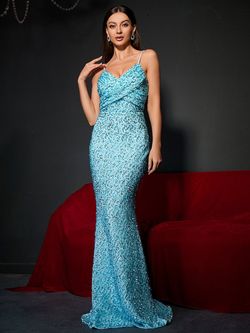 Style FSWD0493 Faeriesty Green Size 8 Sequin Sequined Jewelled Straight Dress on Queenly
