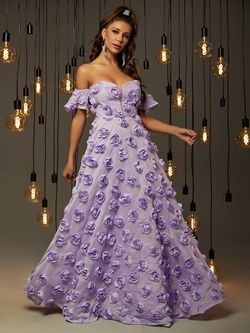 Style FSWD0554 Faeriesty Purple Size 4 Tall Height Sheer Straight Dress on Queenly