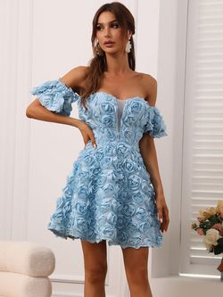 Style FSWD0179MN Faeriesty Blue Size 8 Mini Cocktail Dress on Queenly