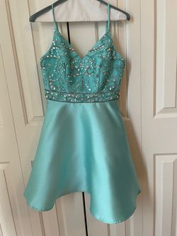 B. Darlin Blue Size 4 Midi Homecoming Cocktail Dress on Queenly