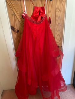 Jovani Red Size 12 Floor Length Quinceanera Black Tie Ball gown on Queenly
