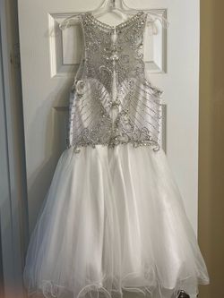 Camille La Vie White Size 6 Sequined Mini Jewelled Ball gown on Queenly