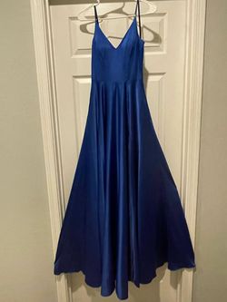 B. Darlin Blue Size 4 Side Slit Silk Floor Length A-line Dress on Queenly