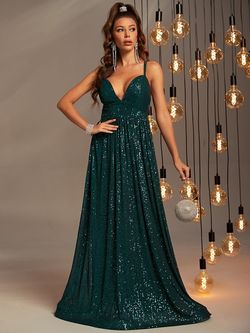 Style FSWD0534 Faeriesty Green Size 12 Tall Height Spaghetti Strap Straight Dress on Queenly