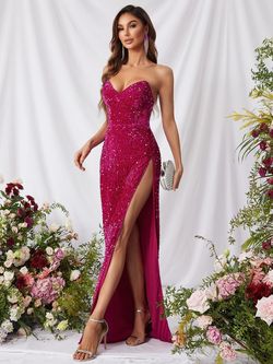 Style FSWD0597 Faeriesty Hot Pink Size 16 Floor Length Jewelled Side slit Dress on Queenly
