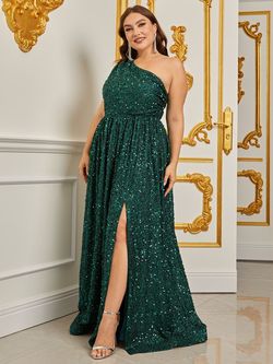 Style FSWD0431P Faeriesty Green Size 20 Sequin Plus Size Jersey A-line Dress on Queenly