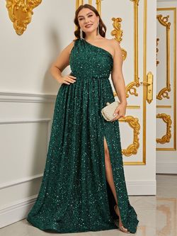 Style FSWD0431P Faeriesty Green Size 20 Sequin Plus Size Jersey A-line Dress on Queenly